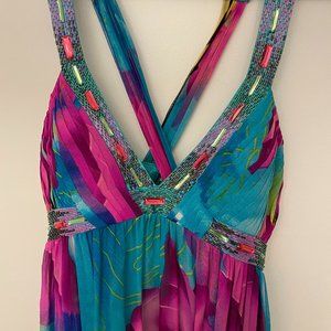 Multi-colour silk gown